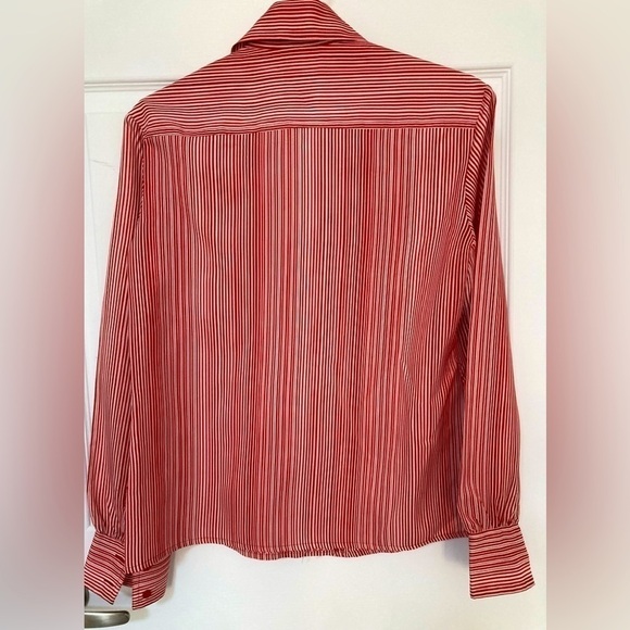 MISTER LEONARD VINTAGE RED AND WHITE STRIPED BLOUSE - Size 16 - Picture 3 of 4
